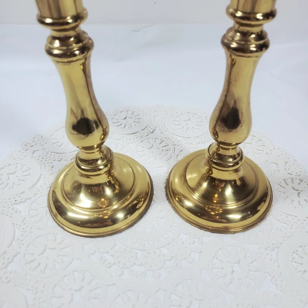 2 Convertible Solid Brass Candlestick Holders Gallery Originals Sizeable